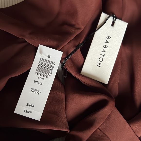 NWT Babaton Bello Blouse Sz XS Maroon Vneck - Picture 4 of 4